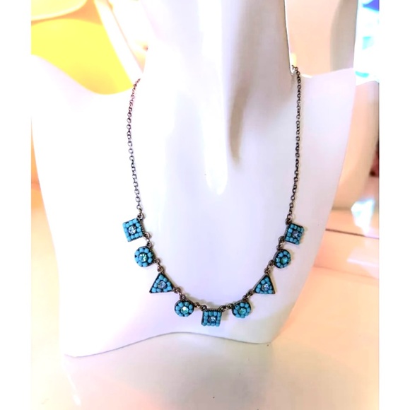 🎁Modern & antique: reversible necklace with turquoise or silver geometric - Picture 3 of 10